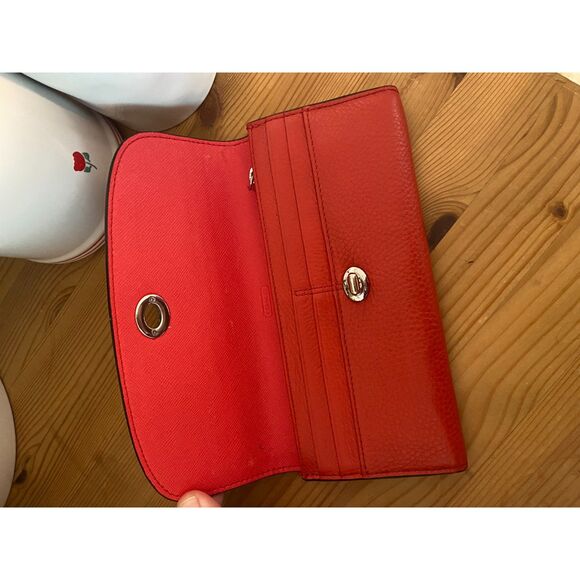 COACH Park Leather Turnlock Slim Envelope Wallet RED - Picture 4 of 4
